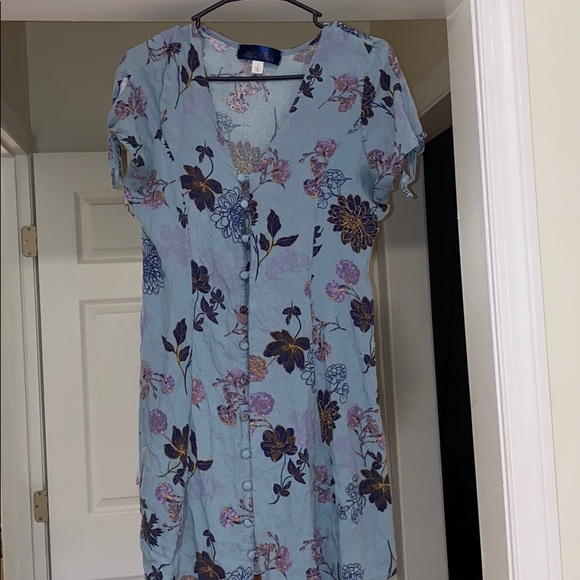 Blue Button Floral Dress - Picture 1 of 3